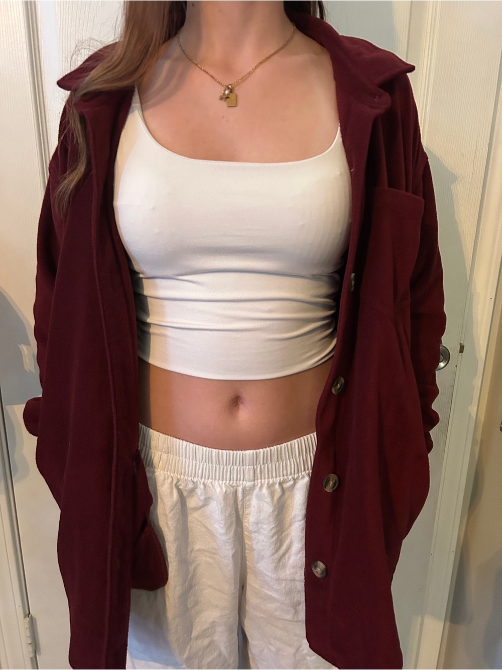Maurices Burgundy Button-Up Overshirt